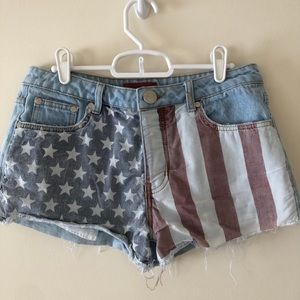 American Flag Denim Shorts